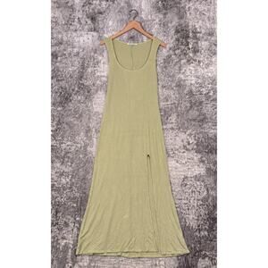 Reformation Dress XL Womens Bliss Green Ribbed Slit Sleeveless Maxi